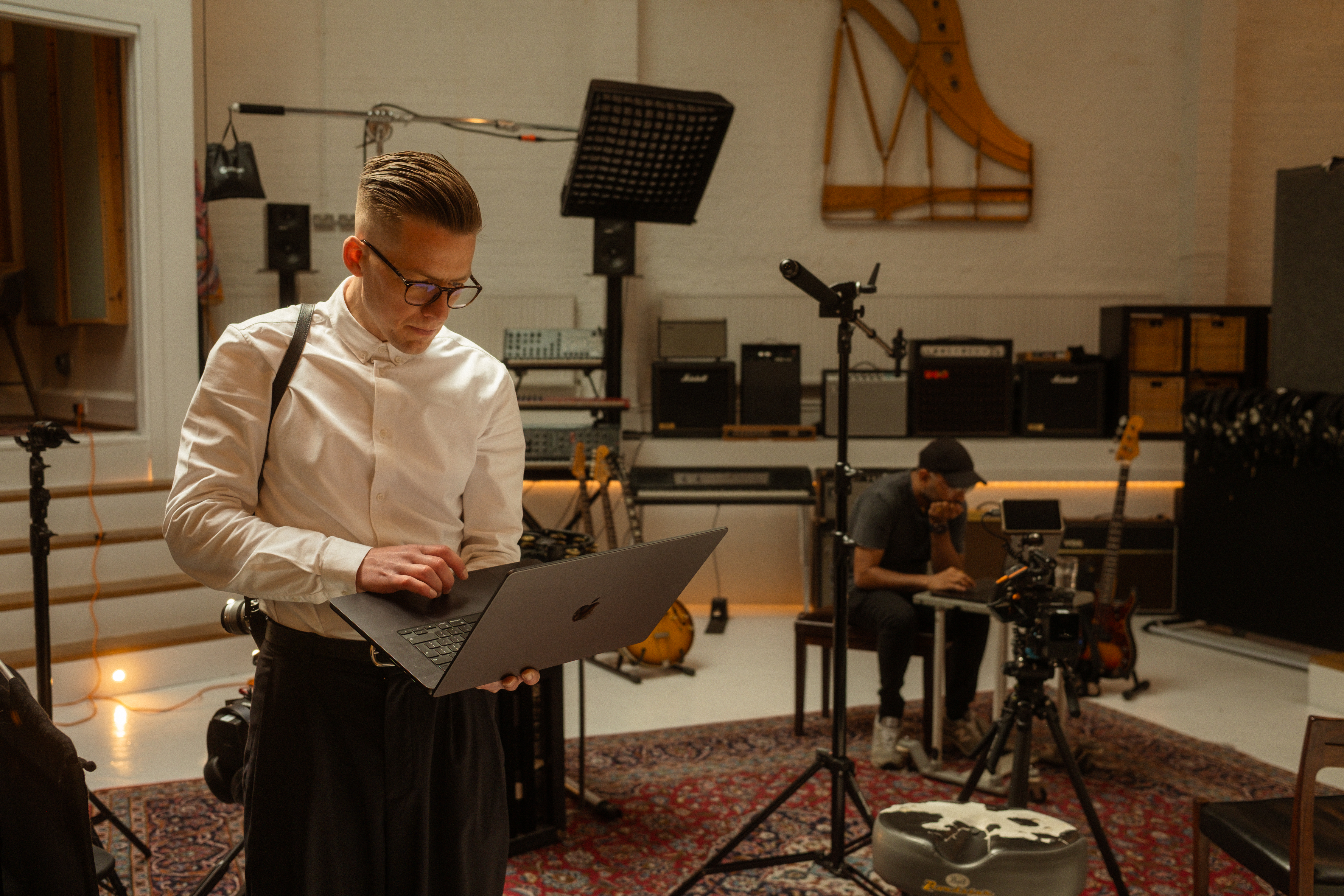 Gareth Winter on set — cycling production