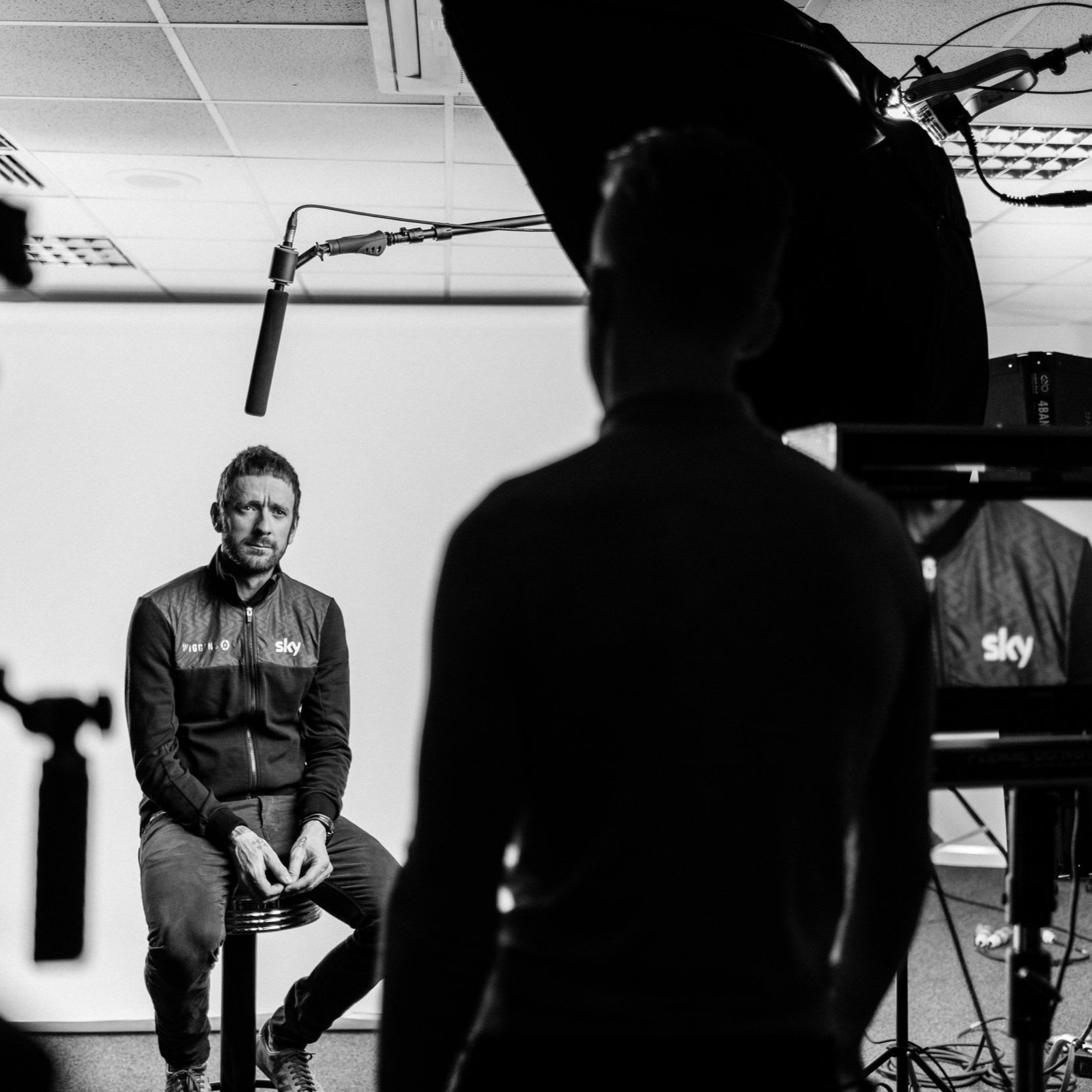 Gareth Winter directing on set for Sky cycling production